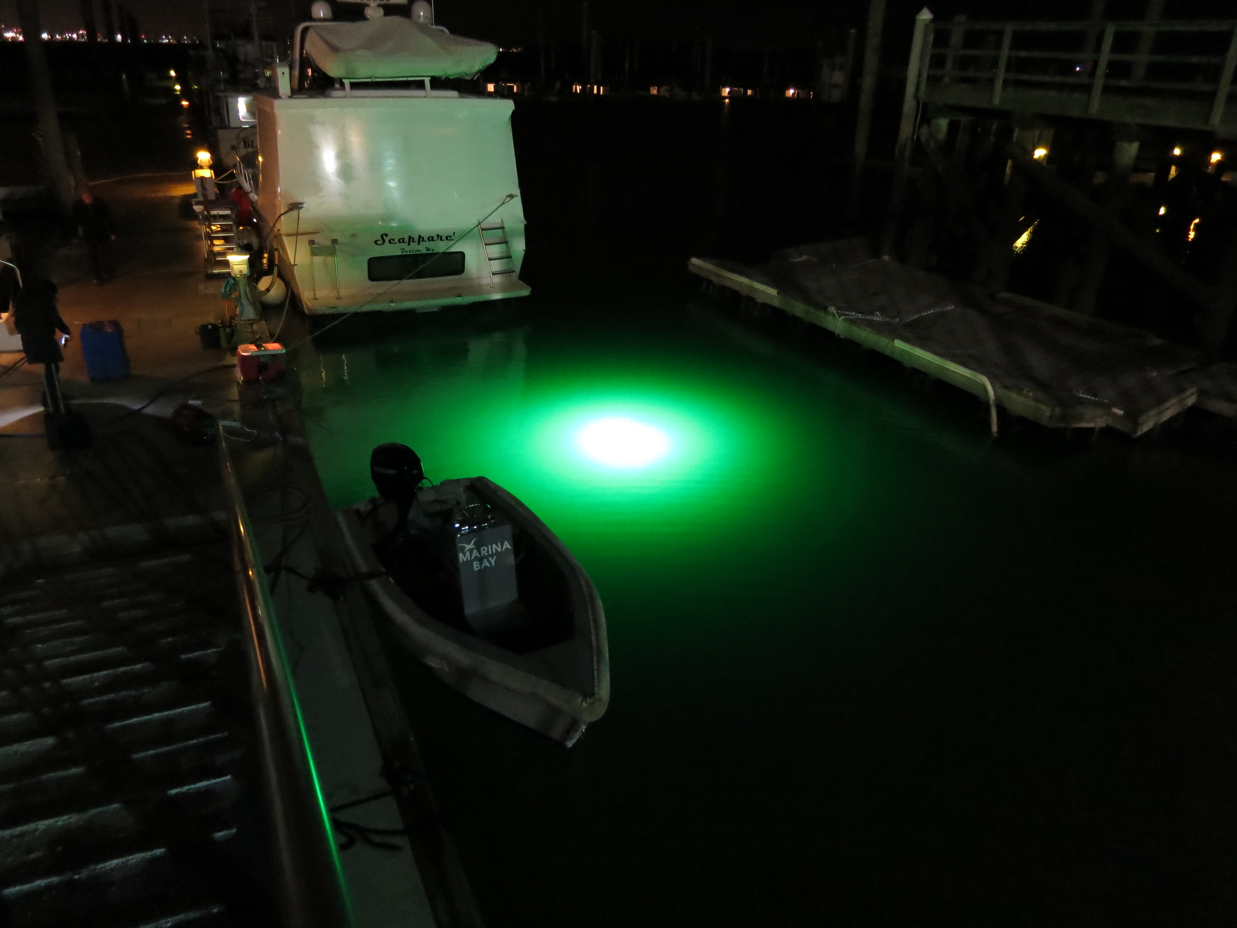 1 3400 Lumens 75 watt Led Underwater dock light+waterproof transformer Green 